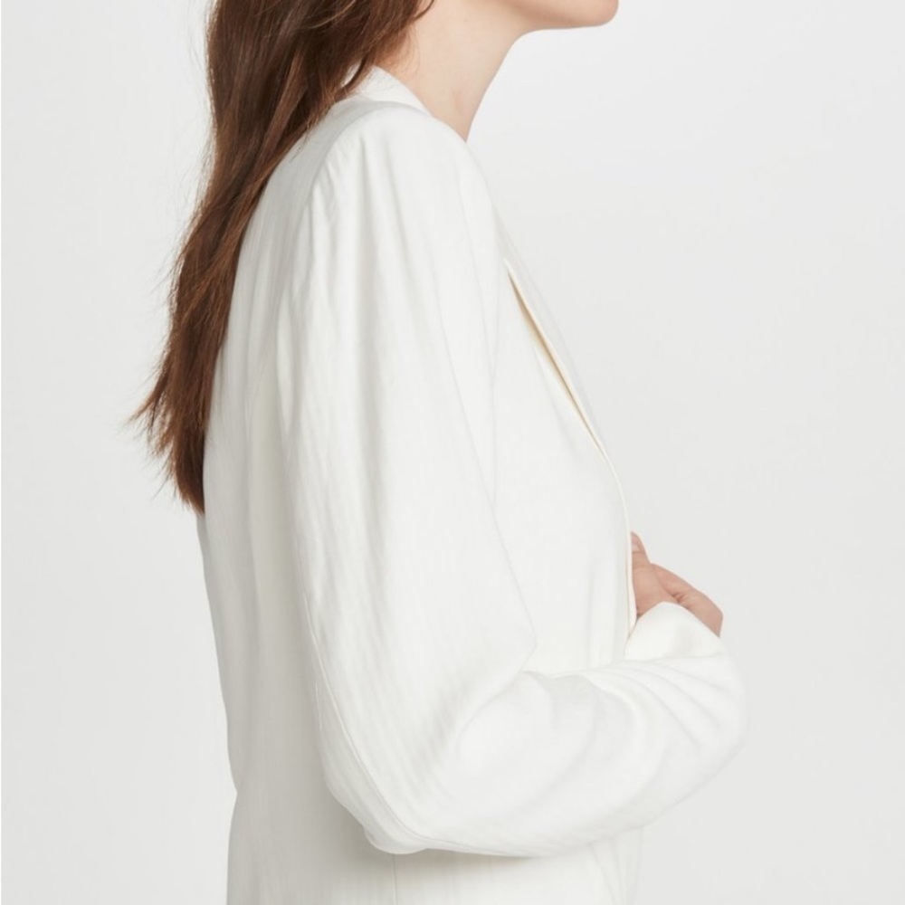 Paige Rosette Double Breasted White Pinstripe Power Blazer - Picture 12 of 17